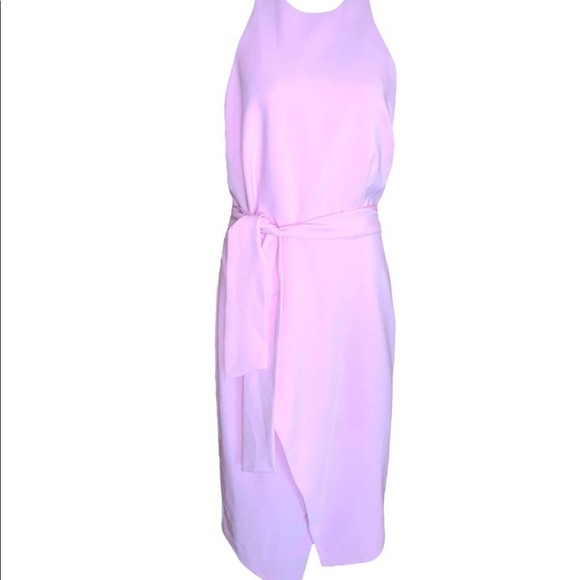 NWOT Finders Keepers Front Tie Halter Neck Sheath Dress in Pink Size 10 - Picture 2 of 9